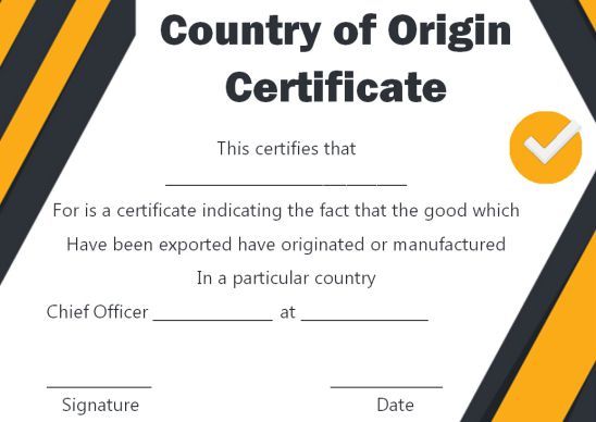 country of origin certificate import export